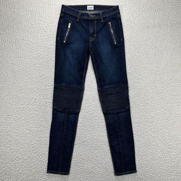 Hudson Moto Jeans Skinny Ankle Zip Pocket Dark Wash Denim Size 27 Y2K Streetwear - Picture 2 of 16